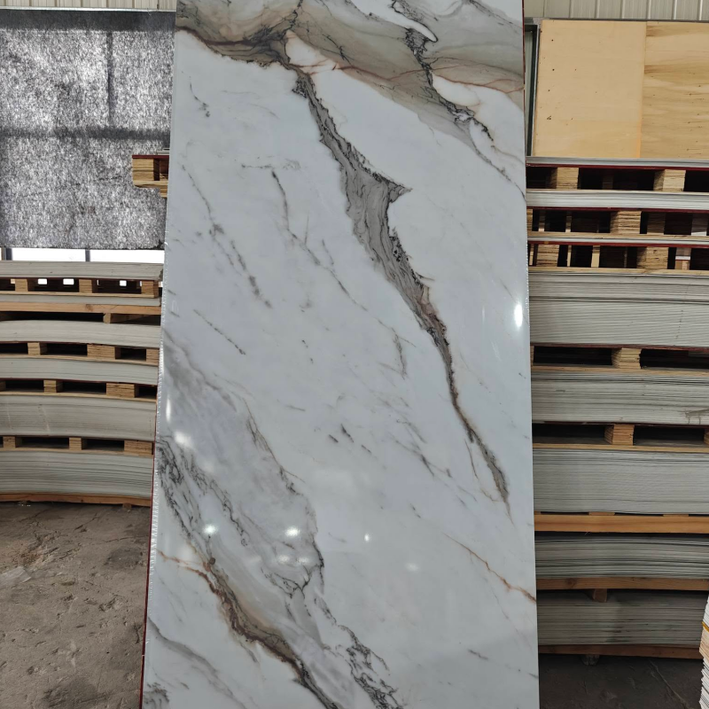 New Building Construction Materials Waterproof 1220*2440mm 3D Decorative Bamboo Charcoal Sheet WPC/PVC/UV Marble Wall Panel for Bathroom
