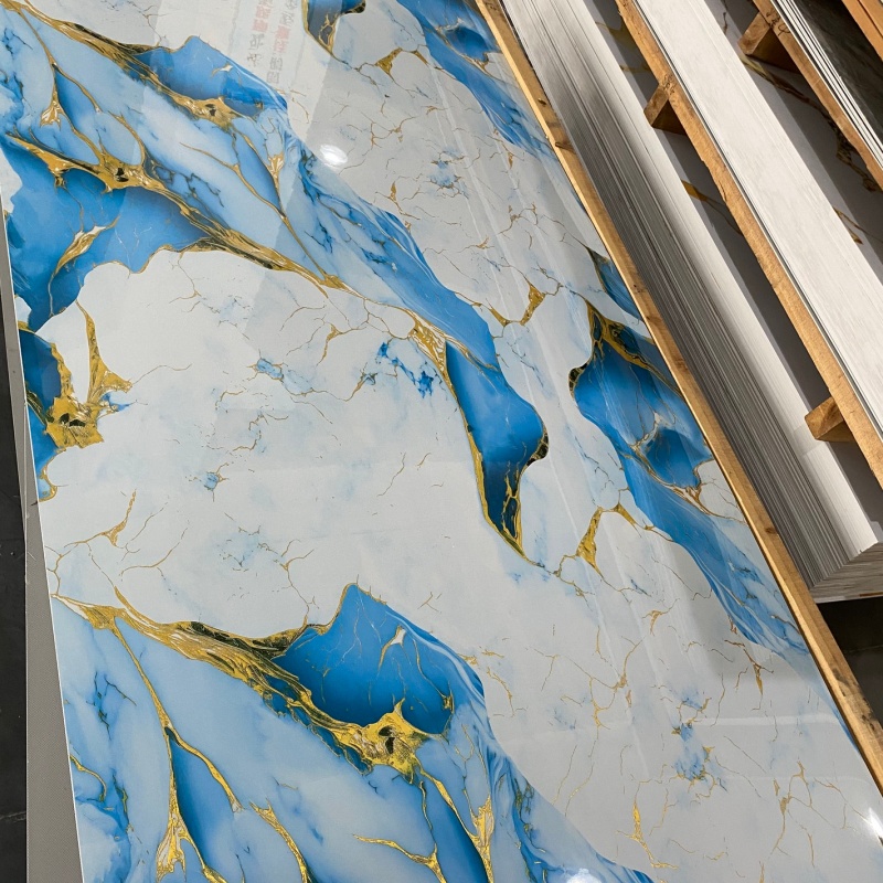 Building Decorative Materials with High Glossy PVC Marble Sheet UV Wall Panel