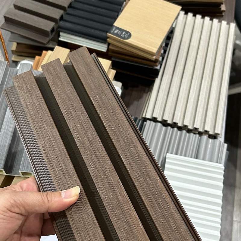 New Building Materials External Fluted Wood Plastic Composite Outdoor WPC/PVC Wall Fence Panel Papel De Parede