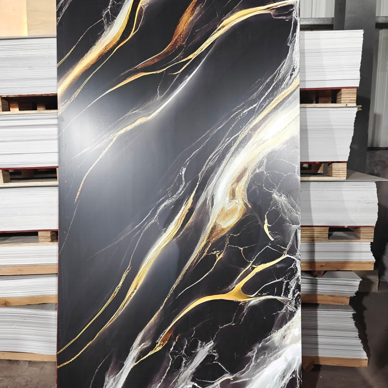 Embossed 3mm Glossy PVC Artificial UV/PVC Marble Sheet Plastic Sheet TV Wall Panel