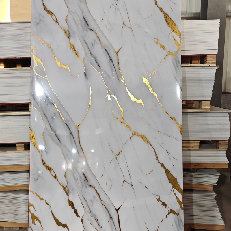 Embossed 3mm Glossy PVC Artificial UV/PVC Marble Sheet Plastic Sheet TV Wall Panel