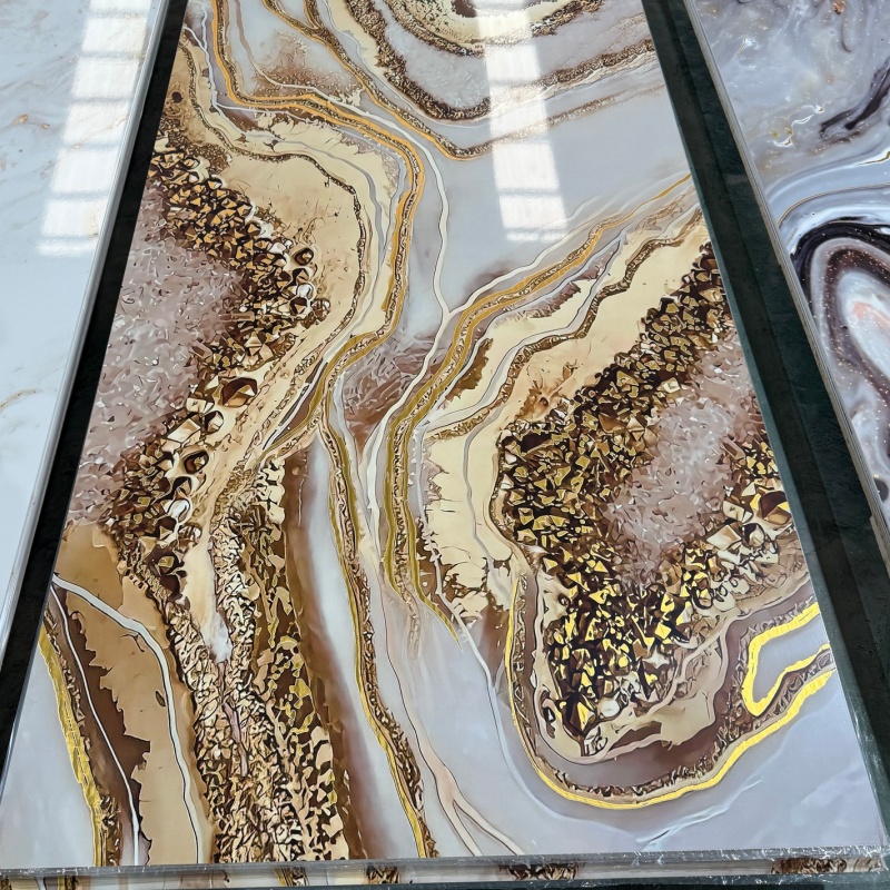 Building Decorative Materials with High Glossy PVC Marble Sheet UV Wall Panel