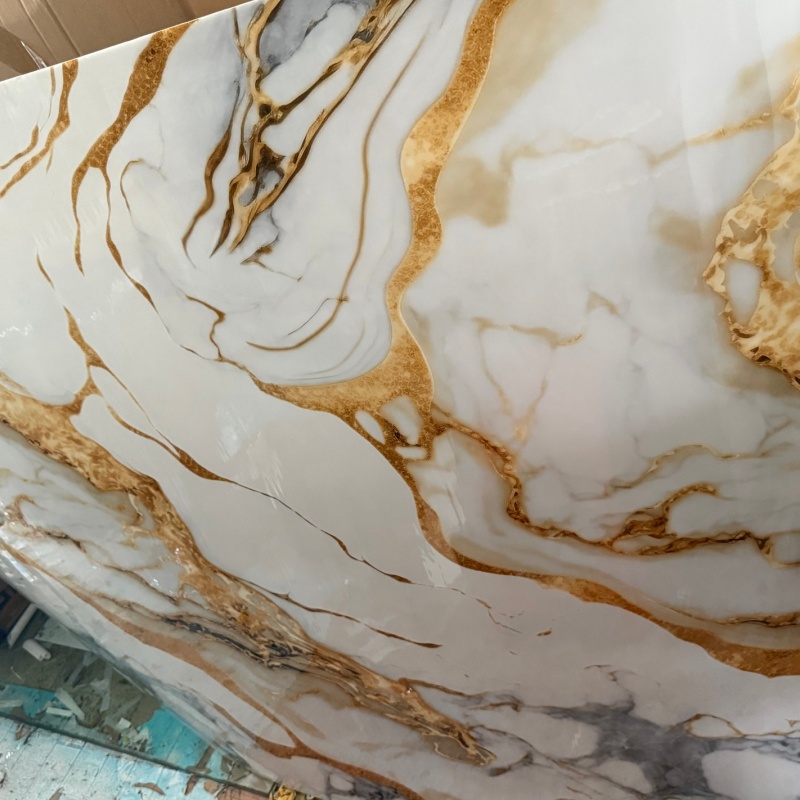 Wholesale 1220X2440mm 3mm PVC Decorative Marble Sheet UV Coating Wall Panel