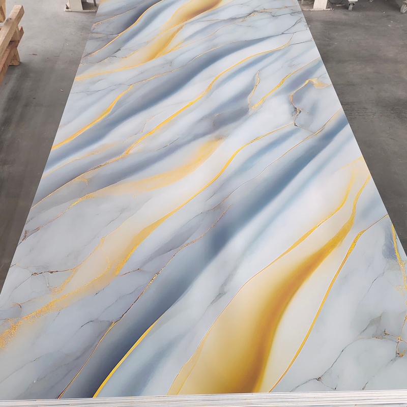 Modern High Glossy PVC Wall Panels Marble Look UV Marble Sheet Panel De Pared