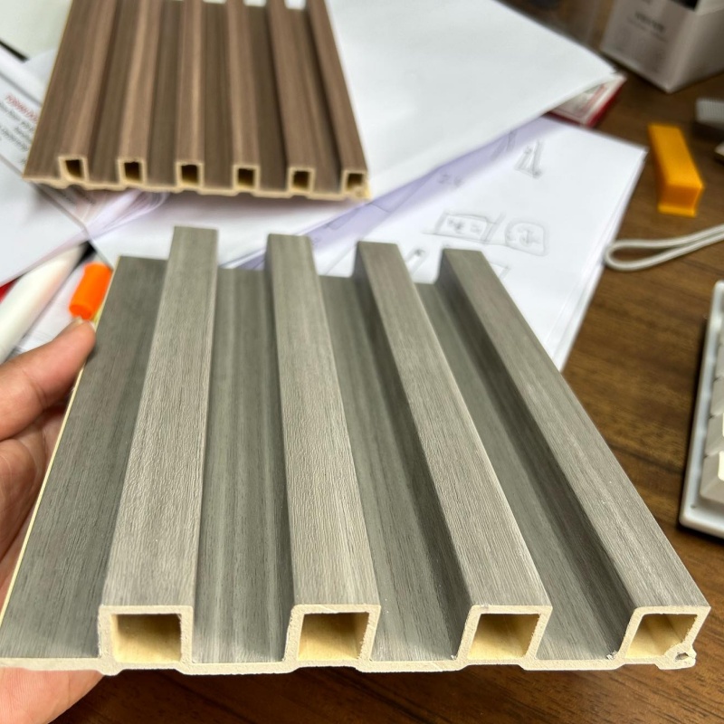New Building Materials External Fluted Wood Plastic Composite Outdoor WPC/PVC Wall Fence Panel Papel De Parede
