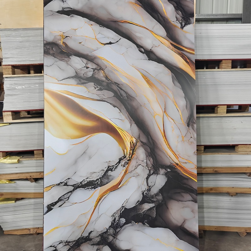 Factory Price 4X8 1.2mm Laminated Waterproof Sheet Soundproof UV/PVC Marble Wall Panel