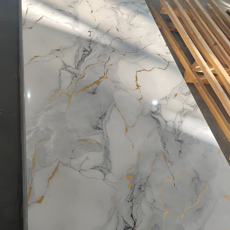 Modern High Glossy PVC Wall Panels Marble Look UV Marble Sheet Panel De Pared