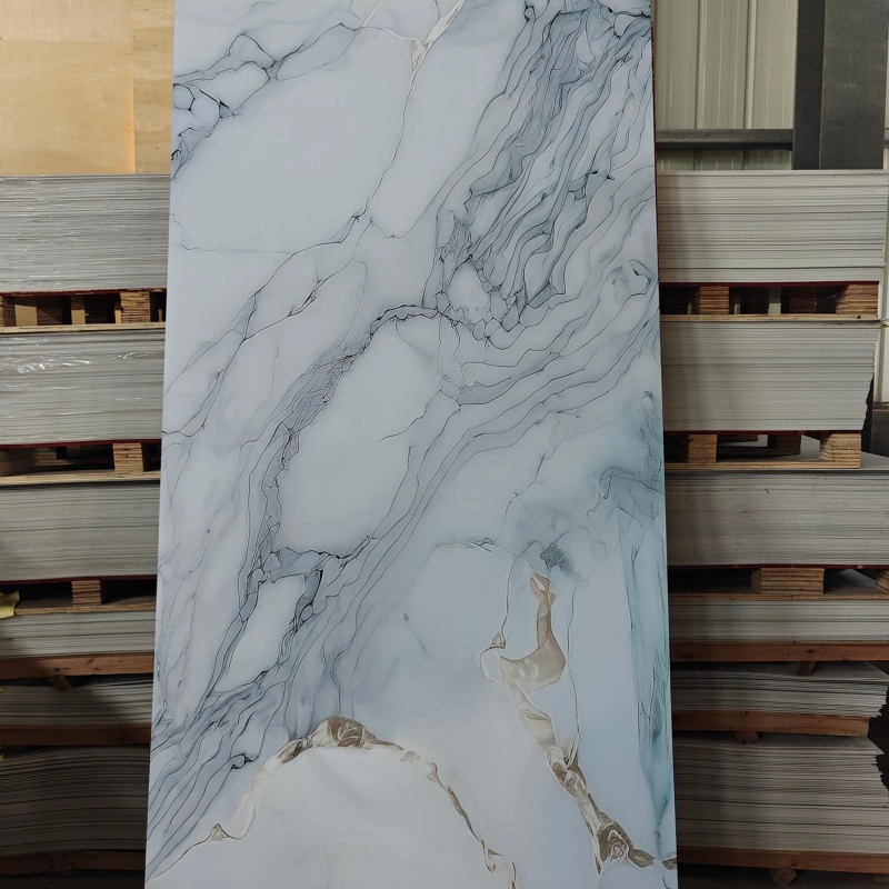 Modern High Glossy PVC Wall Panels Marble Look UV Marble Sheet Panel De Pared