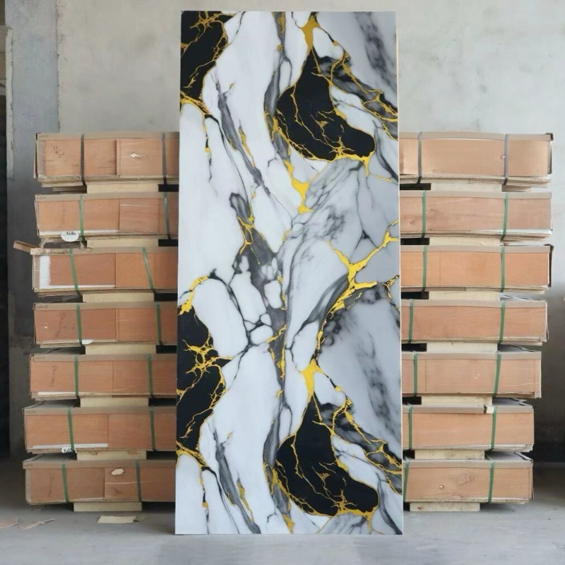 Wall Decoration Black 8*4 Feet Decoration-Materials Plastic UV PVC Wall-Panels Panel De Poliuretano