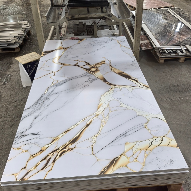 Complete Grain 1220mm*2440mm UV Board PVC Marble Sheet Decorative Plastic Wall Panels