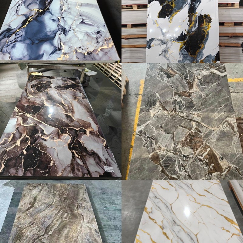 Decor Black Marble 8*4feet 3D Golden Decoration Materials Plastic UV/PVC Wall Panel