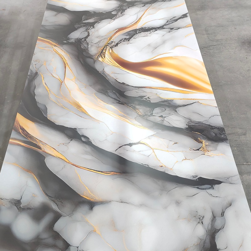 High Glossy 3D Printing PVC Marble Sheet UV Interior Wall Panel